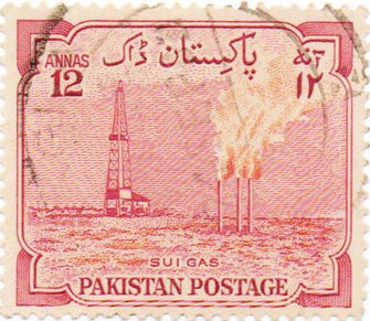 Pakistan 12 Annas Sui Gas Plant Independence Postage Used Stamp