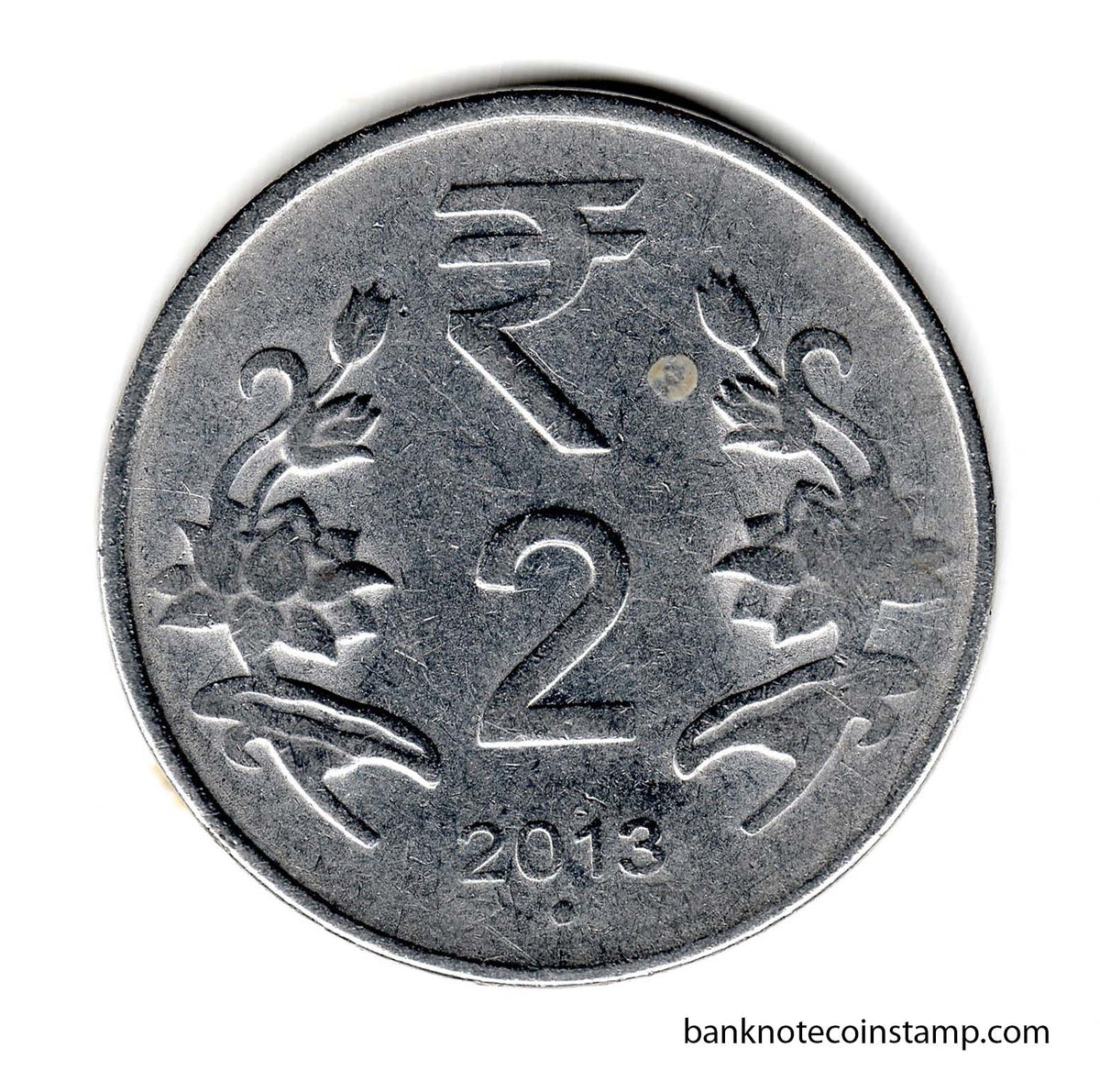 India 2 Rupees 2013 Used Coin (Noida Mint 🟢) – Banknotecoinstamp